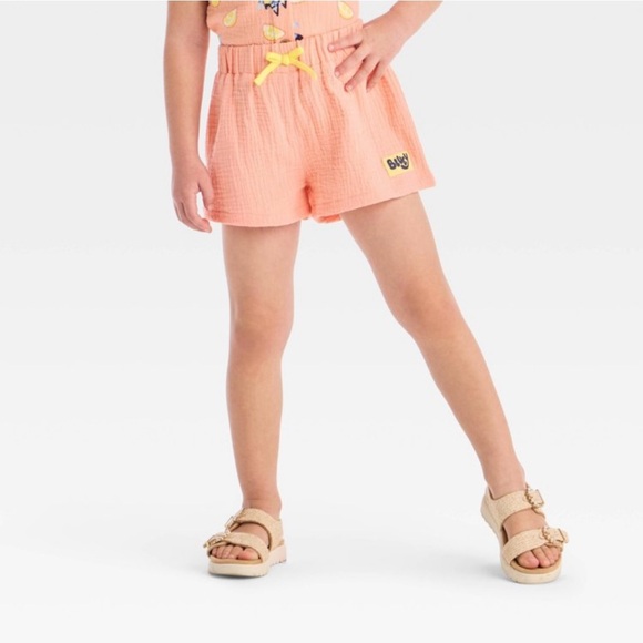 Toddler Girls' 2pc Bluey Lemon Gauze Tank Top and Shorts Set - Orange 4T - Picture 6 of 6